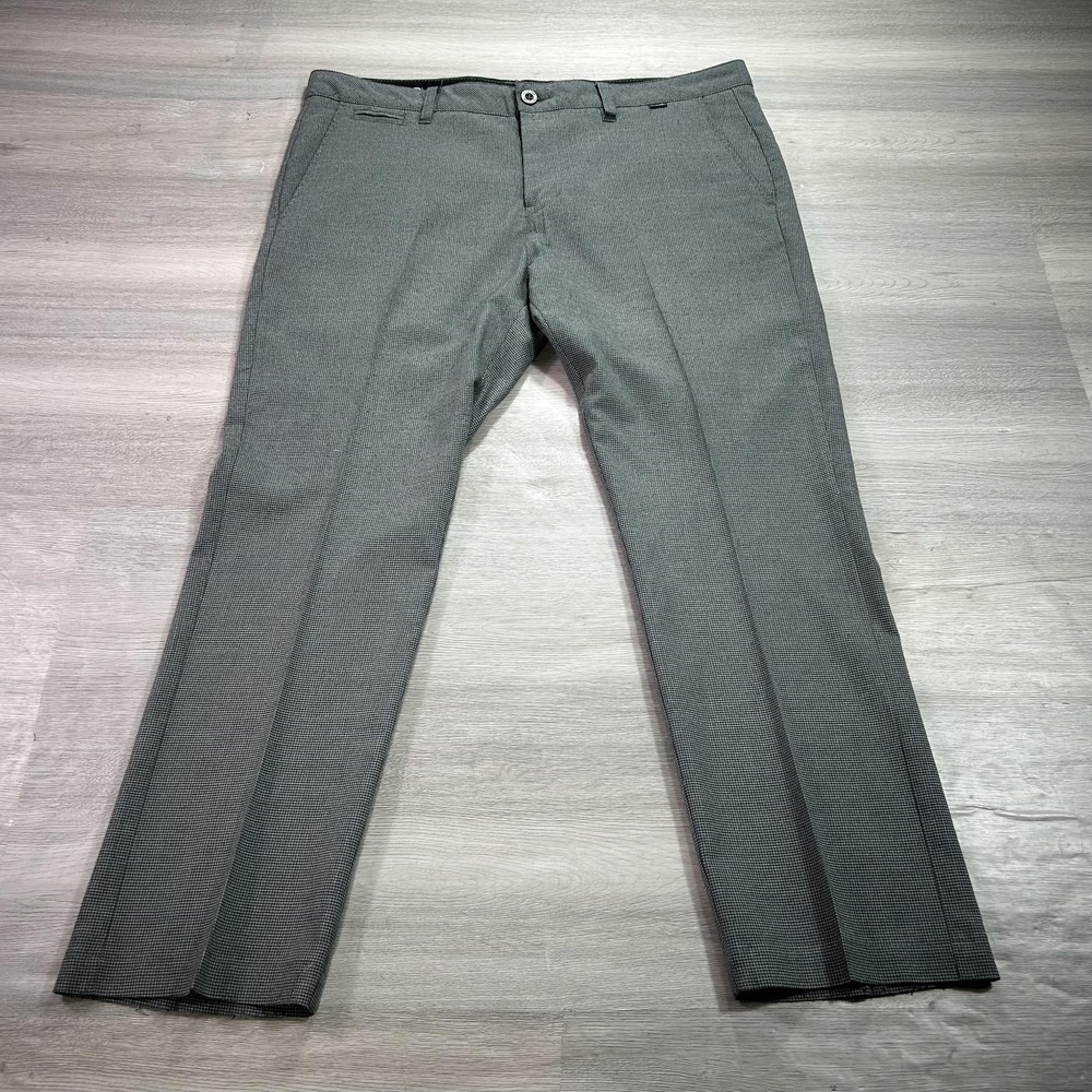 Travis Mathew Pants Mens 36x28 Gray Check Stretch Dress‎ Golf Trousers Casual